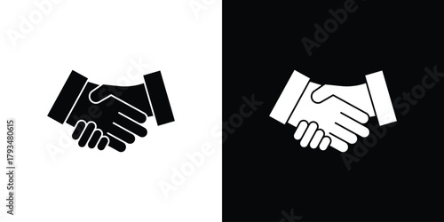 Handshake icon solid style collection. flat style symbols