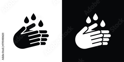 Handwashing icon solid style collection. flat style symbols