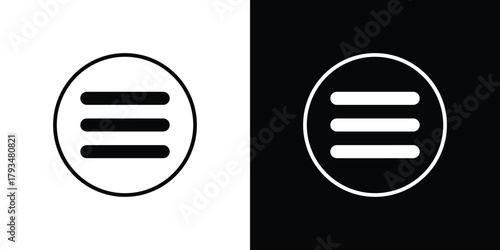 Hamburger menu icon solid style collection. flat style symbols