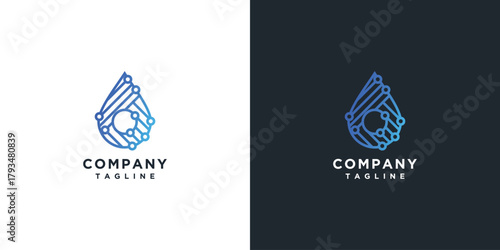 Water technology logo design template. Digital technology water logo design inspiration	