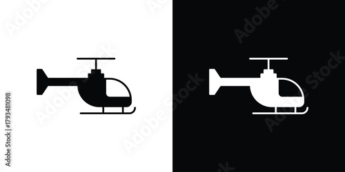 Helicopter icon solid style collection. flat style symbols
