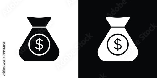 Income icon solid style collection. flat style symbols