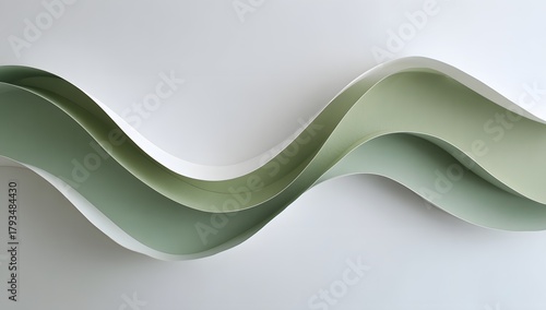 Green and white paper cut art featuring layered waves of organic shapes creating an abstract and serene texture