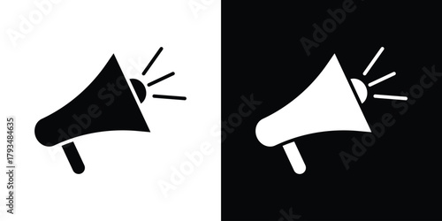 Megaphone icon solid style collection. flat style symbols