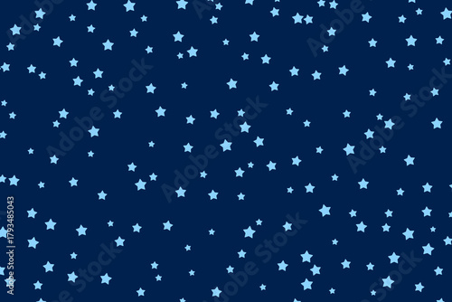 Navy blue night sky background with scattered stars. Perfect for celestial design, space theme, astronomy banner, nighttime backdrop, cosmic presentation, and mystical project template. Vector