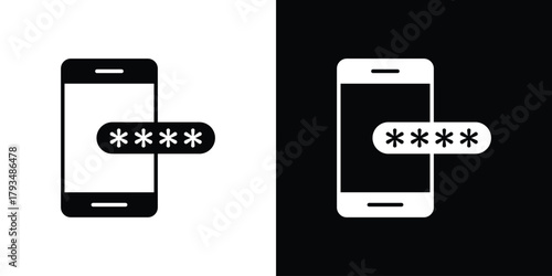 Otp sms password icon solid style collection. flat style symbols