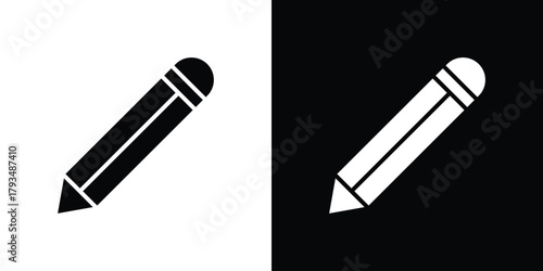 Pencil icon solid style collection. flat style symbols