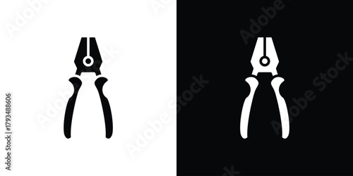 Pliers icon solid style collection. flat style symbols