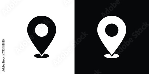 Pin icon solid style collection. flat style symbols