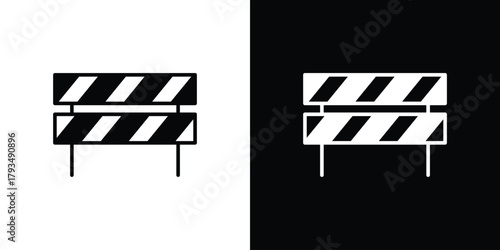 Roadblock icon solid style collection. flat style symbols