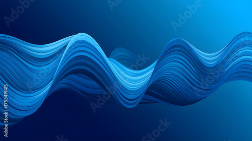 Abstract blue wave flow gradient background modern design art.