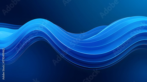 Abstract blue wavy lines create a modern gradient background design