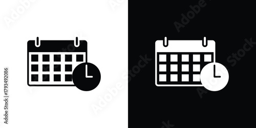 Schedule icon solid style collection. flat style symbols