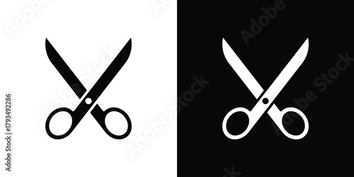 Scissors icon solid style collection. flat style symbols