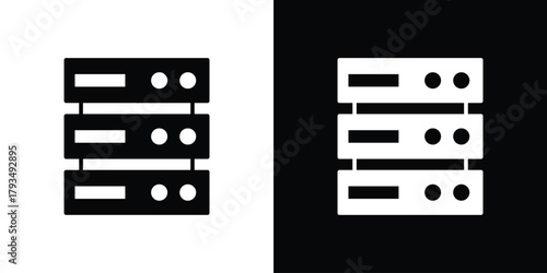 Server icon solid style collection. flat style symbols