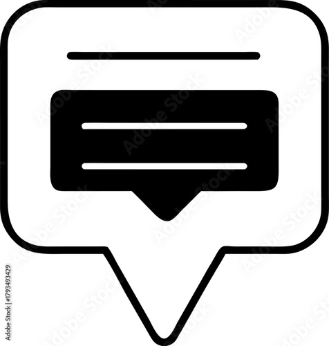 Solid Dark Chat Bubble Icon  A Bold Vector Symbol for Messaging Apps, Customer Service, and Online Communication Platforms