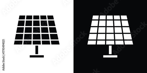 Solar panel icon solid style collection. flat style symbols