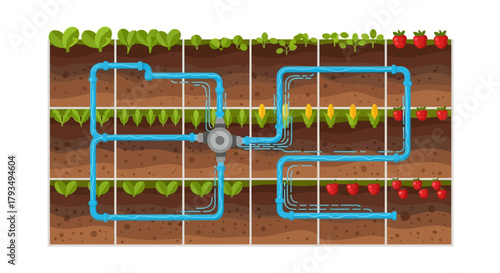 Irrigation System for Agriculture and Gardening.