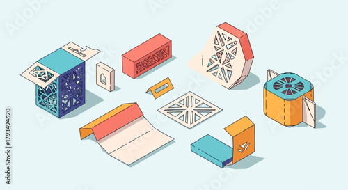 Isometric Collection of Various Objects and Symbols.
