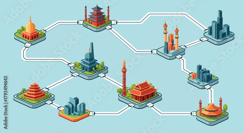 Isometric Global Landmarks Connected in a Network.