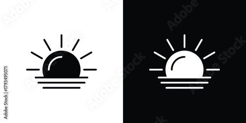 Sunrise icon solid style collection. flat style symbols