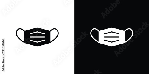 Surgical mask icon solid style collection. flat style symbols