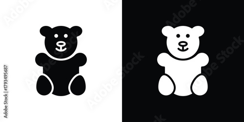 Teddy bear icon solid style collection. flat style symbols