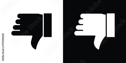 Thumbs down icon solid style collection. flat style symbols