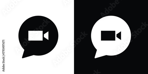 Video chat icon solid style collection. flat style symbols