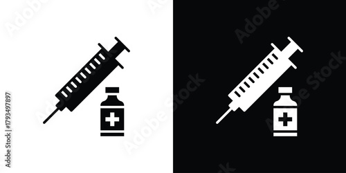 Vaccination icon solid style collection. flat style symbols