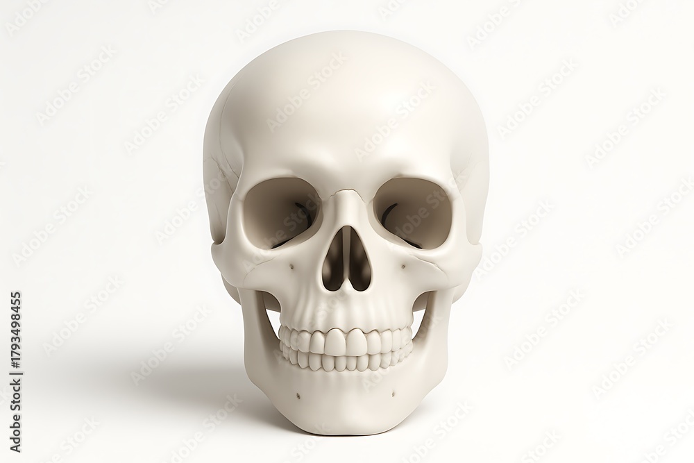Obraz premium Realistic human skull model isolated on white background