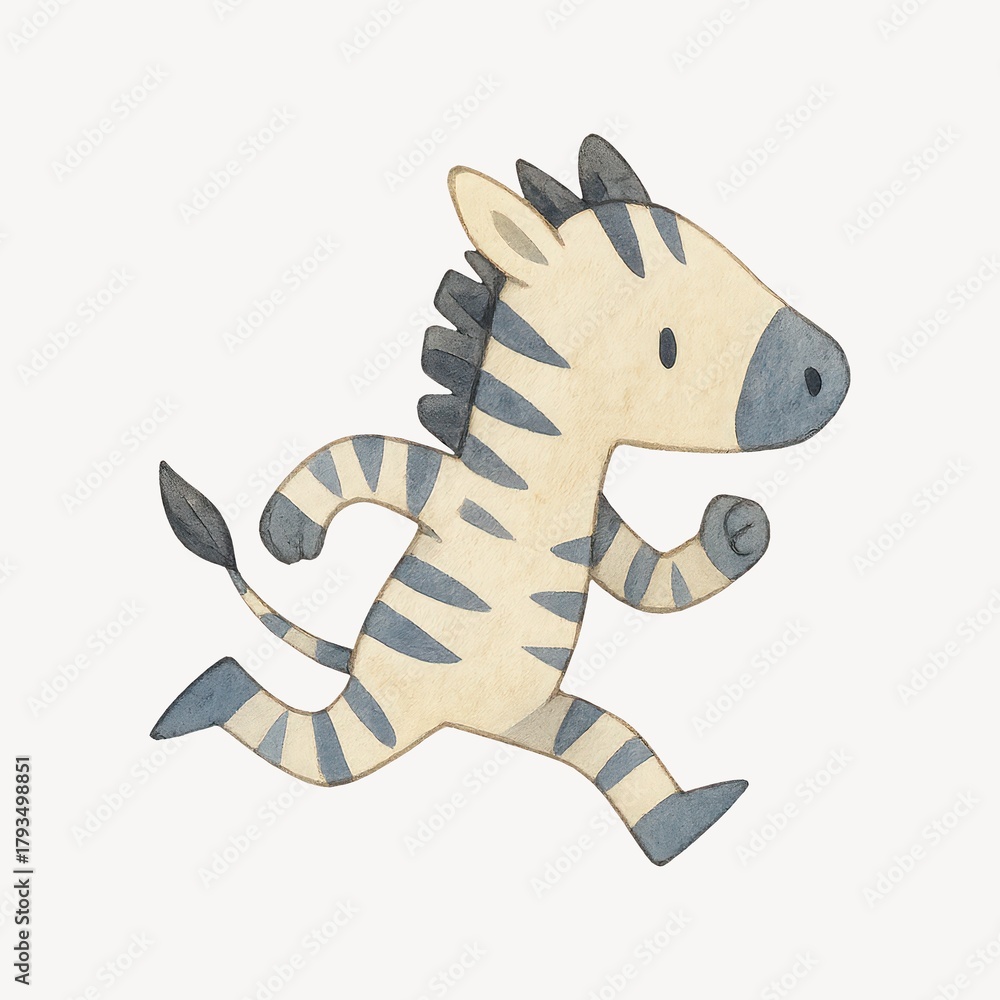 Naklejka premium Cute running zebra illustration.