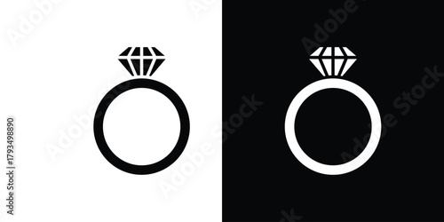 Wedding ring icon solid style collection. flat style symbols