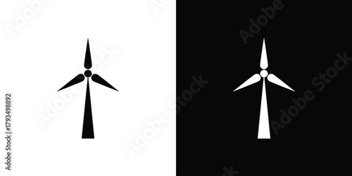Wind turbine icon solid style collection. flat style symbols