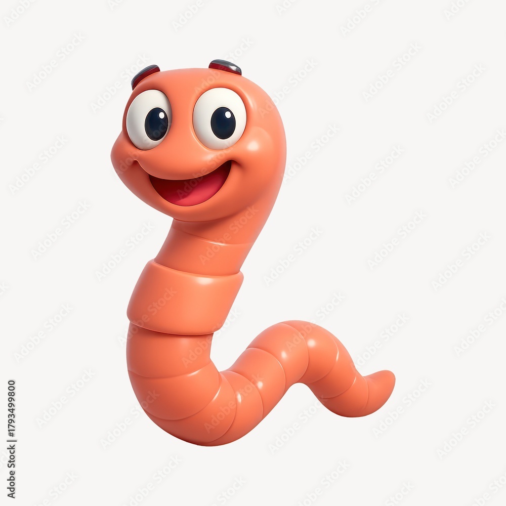 Fototapeta premium Smiling cartoon worm illustration.