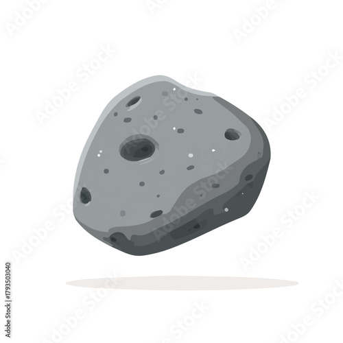 Asteroid, 2D flat vector illustration isolated on a plain white background.