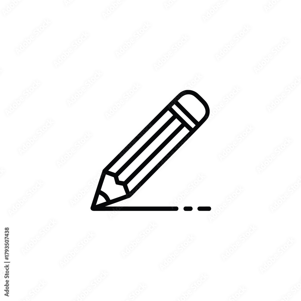 Fototapeta premium A simple line drawing of a pencil creating a dotted line on a white background.