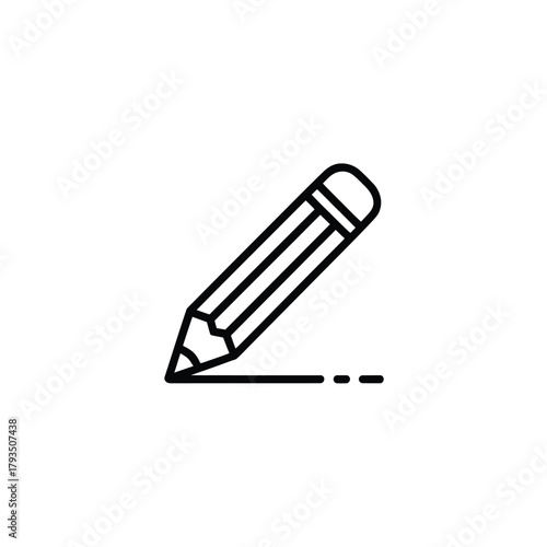 A simple line drawing of a pencil creating a dotted line on a white background.