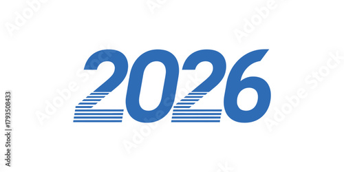 2026 Year Graphic date future new calendar blue number illustration horizontal lines event time upcoming annual anniversary