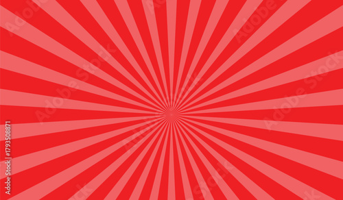 Abstract lighter orange or pink/coral color for the alternate rays and the comic-style or pop art background with sun turquoise ray.