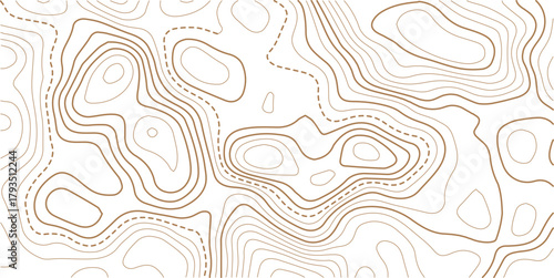 Topographic map contour background. Topo with elevation. The concept of a conditional geography scheme and contour line map image.Geographic mountain relief diagram line wave carve pattern.