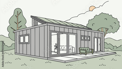 Smart Shipping Container House Design, Modern Modular Home, Sustainable Architecture with Solar Panels and Smart Technology
