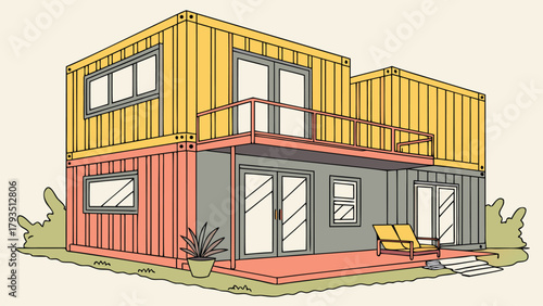 Smart Shipping Container House Design, Modern Modular Home, Sustainable Architecture with Solar Panels and Smart Technology

