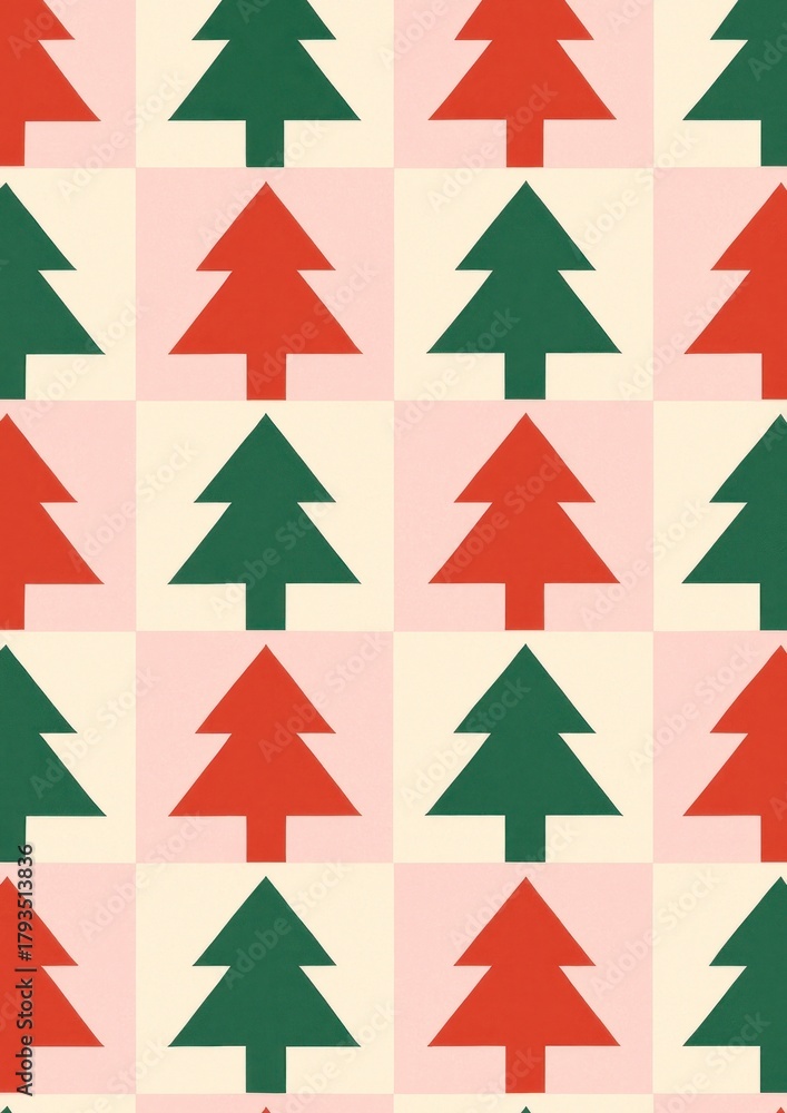 Obraz premium Festive geometric tree pattern.