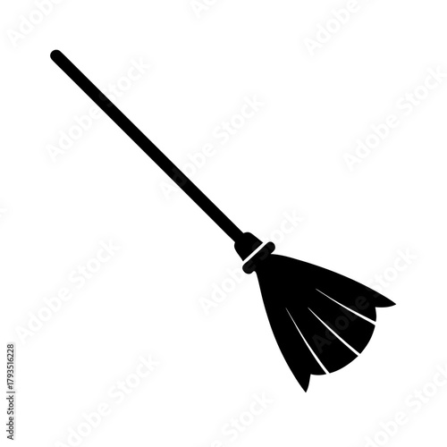 Black Broomstick Vector Illustration