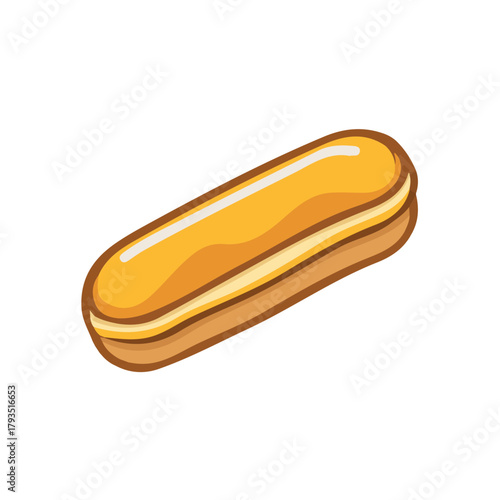 Modern flat 2D vector illustration of a Eclair, minimal design style on a white background.