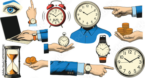 A comprehensive hand-drawn collection exploring the concepts of finance, money, wealth, and the journey of economic prosperity, featuring elements of luck and investment strategy