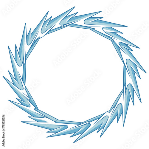 Ice circular frame with blue accents and copy space for creativity