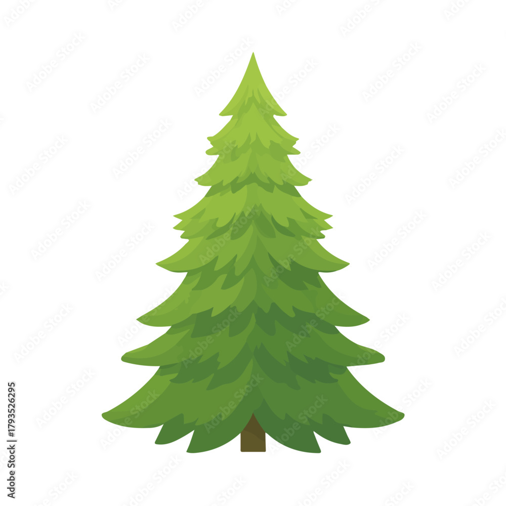 Obraz premium Fir Tree flat vector illustration in a modern and simple 2D style, placed on a white background.