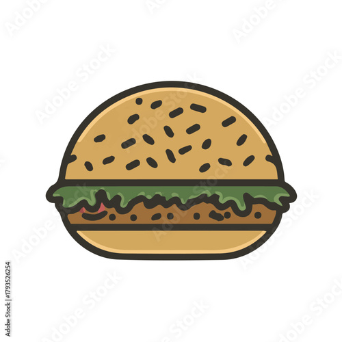 Modern flat 2D vector illustration of a Falafel, minimal design style on a white background.